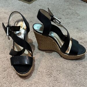 Black Wedge Sandals